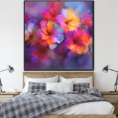 Hemelse Hibiscus Abstracte Bloem Kunst Canvas Afdruk (Insitu (Slaapkamer))