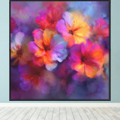 Hemelse Hibiscus Abstracte Bloem Kunst Canvas Afdruk (Insitu (Houten vloer))