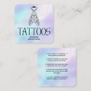 Hemelse holografische mot tatoeage nazorg vierkante visitekaartje