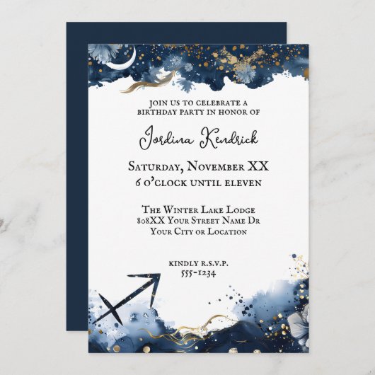 Hemelse Horoscoop Boogschutter Verjaardag Kaart (Voorkant / Achterkant)