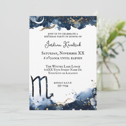 Hemelse Horoscoop Schorpioen Verjaardag Kaart (Staand voorkant)