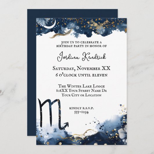 Hemelse Horoscoop Schorpioen Verjaardag Kaart (Voorkant / Achterkant)