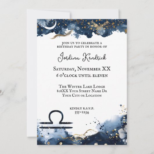 Hemelse Horoscoop Weegschaal Verjaardag Kaart (Voorkant)