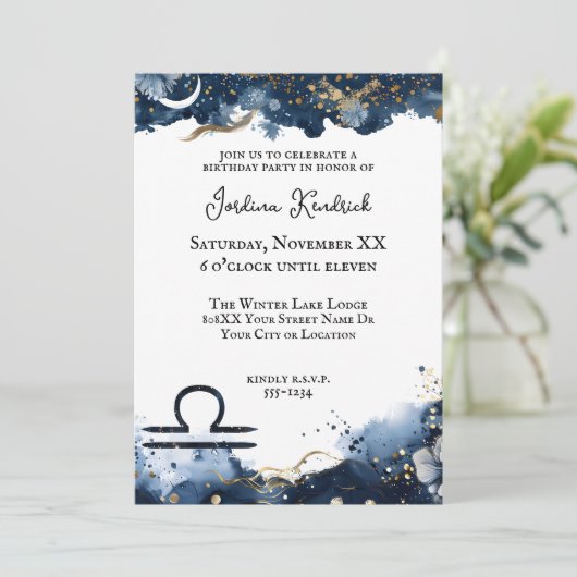 Hemelse Horoscoop Weegschaal Verjaardag Kaart (Staand voorkant)