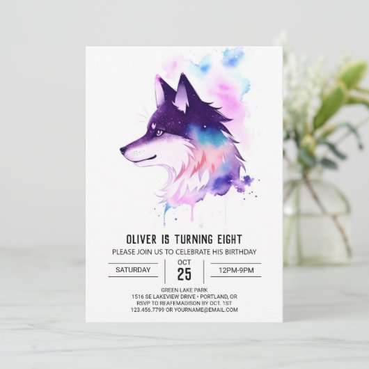 Hemelse Howling Wolf's Verjaardag Kaart (Staand voorkant)