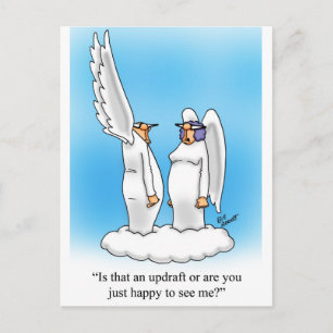 Hemelse Humor Angel Cartoon Gift! Briefkaart