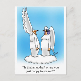 Hemelse Humor Angel Cartoon Gift! Briefkaart