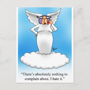 Hemelse Humor Angel Cartoon Gift! Briefkaart