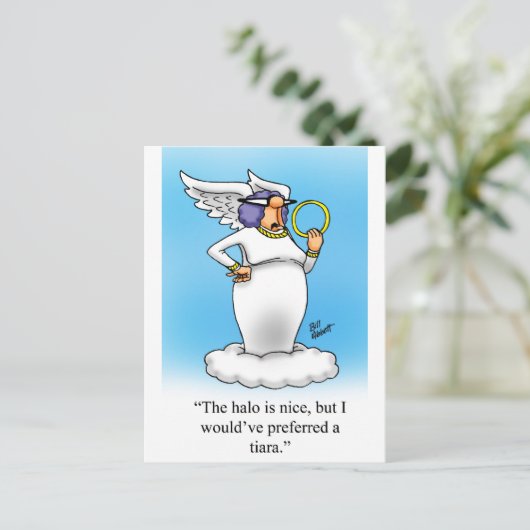 Hemelse Humor Angel Mode Cartoon Gift! Briefkaart (Staand voorkant)