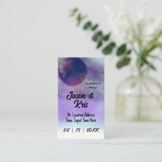 Hemelse Huwelijksuitnodiging Maanbruiloft Uitnodig Informatiekaartje (Staand voorkant)