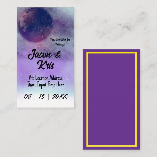 Hemelse Huwelijksuitnodiging Maanbruiloft Uitnodig Informatiekaartje (Voorkant / Achterkant)