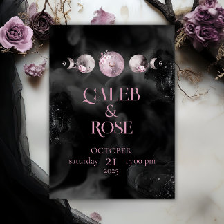 Hemelse Huwelijksuitnodiging Sjabloon Maanfase Kaart