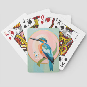 Hemelse IJsvogel: Een Studie in Azuur en Goud Pokerkaarten