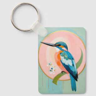 Hemelse IJsvogel: Een Studie in Azuur en Goud Sleutelhanger