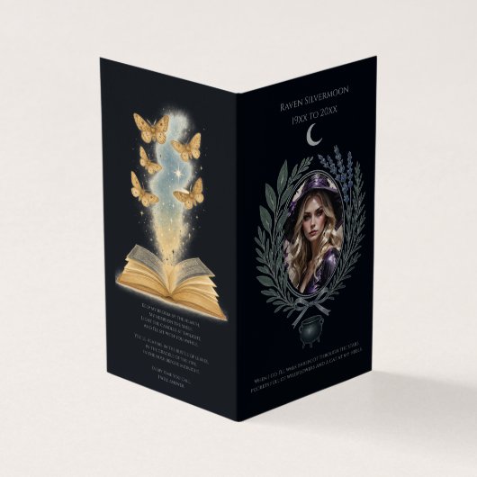 Hemelse Indigo heidense heks begrafenisprogramma Kaart (Buitenkant)