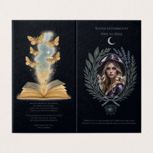 Hemelse Indigo heidense heks begrafenisprogramma Kaart (Buitenkant ongevouwen)