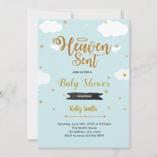 Hemelse jongens baby shower uitnodiging (Voorkant)