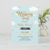Hemelse jongens baby shower uitnodiging (Staand voorkant)