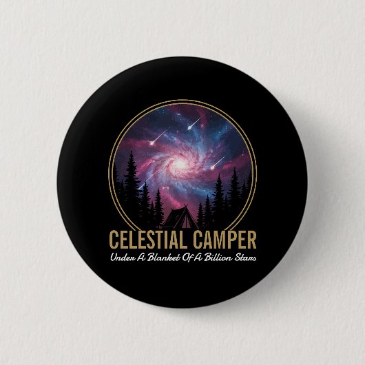 Hemelse Kampeerder Galaxy Nacht Scène Ronde Button 5,7 Cm (Voorkant)