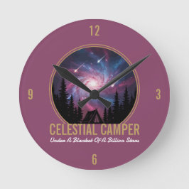 Hemelse Kampeerder Galaxy Nacht Scène Ronde Klok