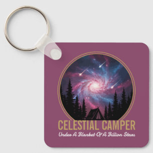 Hemelse Kampeerder Galaxy Nacht Scène Sleutelhanger
