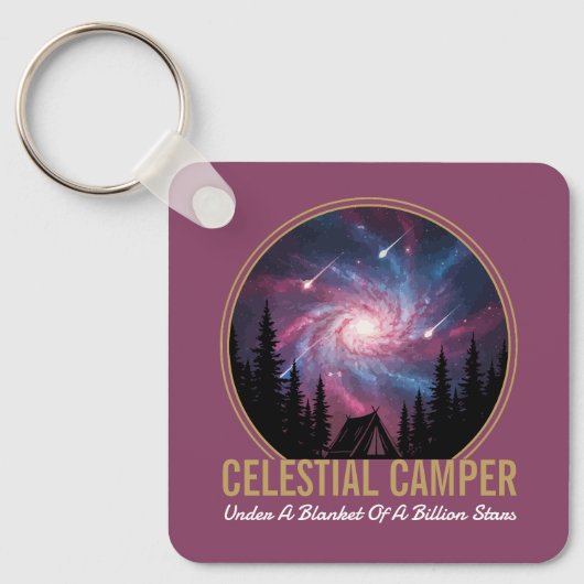 Hemelse Kampeerder Galaxy Nacht Scène Sleutelhanger (Voorkant)
