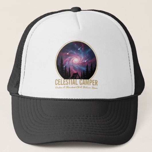 Hemelse Kampeerder Galaxy Nacht Scène Trucker Pet (Voorkant)
