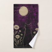 Hemelse Kat Bloemrijk Paars Bad Handdoek (Handdoek)