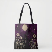 Hemelse Kat Bloemrijk Paars Tote Bag (Voorkant)
