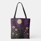 Hemelse Kat Bloemrijk Paars Tote Bag (Achterkant)