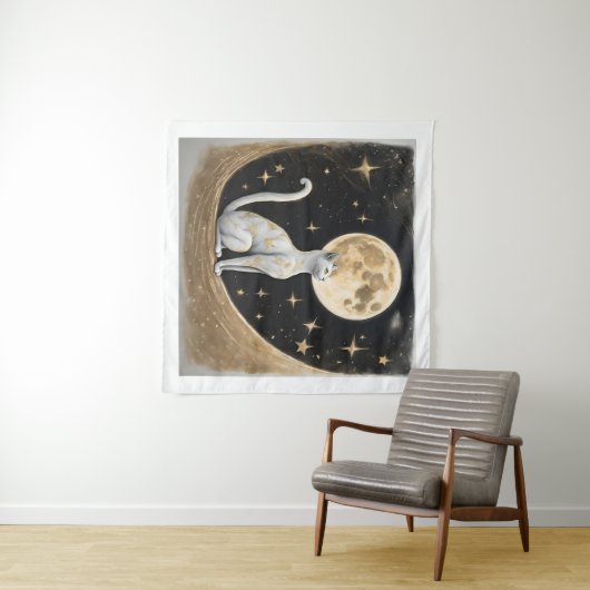 Hemelse kat cadeau voor kattenliefhebbers wandkleed (In Situ (horizontaal))