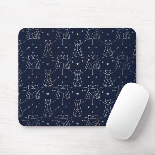 Hemelse Kat Constellatie Navy Blauwe Muismat (Met muis)