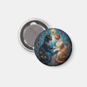 Hemelse Katten in Kosmische Kunst met Goud en Blau Magneet (Voorkant / Achterkant)