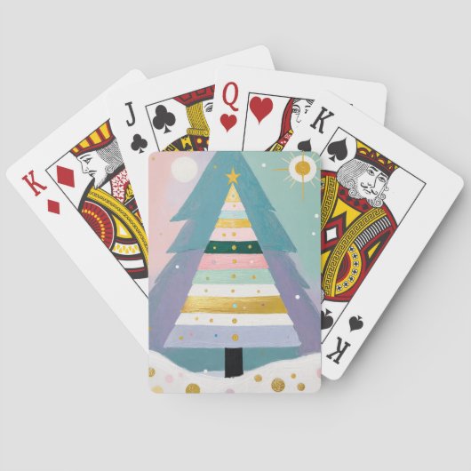 Hemelse Kerstboom in Pasteltinten Pokerkaarten (Achterkant)