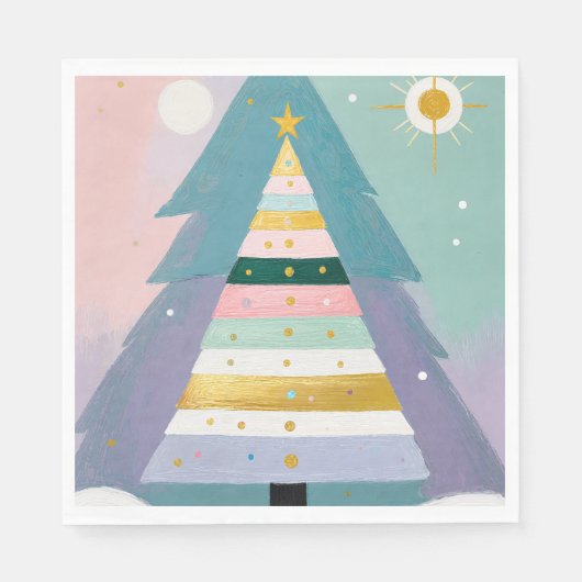 Hemelse Kerstboom in Pasteltinten Servet (Voorkant)