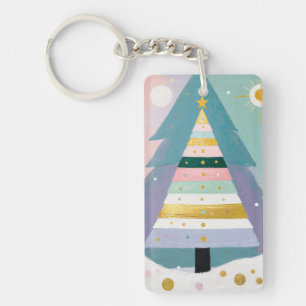 Hemelse Kerstboom in Pasteltinten Sleutelhanger