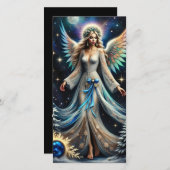 Hemelse Kerstengel in Winter Nacht Feestdagenkaart (Voorkant / Achterkant)