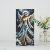 Hemelse Kerstengel in Winter Nacht Feestdagenkaart (Staand voorkant)