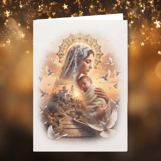 Hemelse Kerstmis Vrede | Madonna en Jezus Feestdagen Kaart