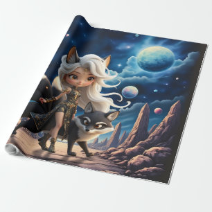 Hemelse Kitsune – Bewaker van de Vier Staarten.  Cadeaupapier