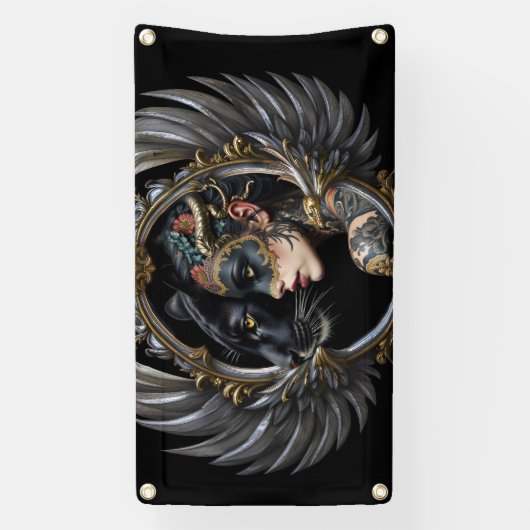 Hemelse Kitsune – Bewaker van de Vier Staarten. Spandoek (Verticaal)