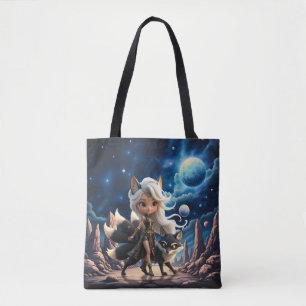 Hemelse Kitsune – Bewaker van de Vier Staarten. Tote Bag