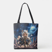 Hemelse Kitsune – Bewaker van de Vier Staarten. Tote Bag (Achterkant)