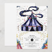 Hemelse kleurrijke circus verjaardag kaart (Voorkant / Achterkant)