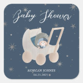 Hemelse Knuffel Beer Baby Shower Vierkante Sticker (Voorkant)