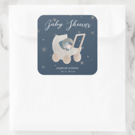 Hemelse Knuffel Beer Baby Shower Vierkante Sticker