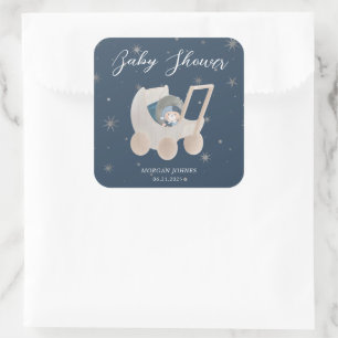 Hemelse Knuffel Beer Baby Shower Vierkante Sticker