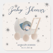 Hemelse Knuffel Beer Baby Shower Vierkante Sticker (Voorkant)
