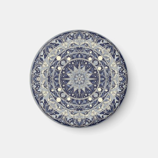 Hemelse Kompas Mandala Ster Patroon Kunst Magneet (Voorkant)