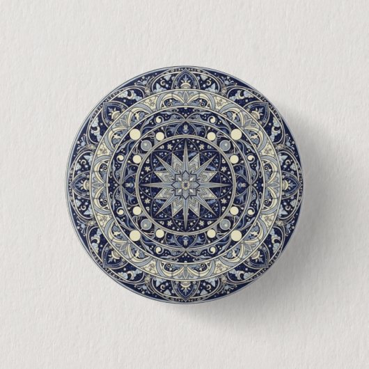 Hemelse Kompas Mandala Ster Patroon Kunst Ronde Button 3,2 Cm (Voorkant)